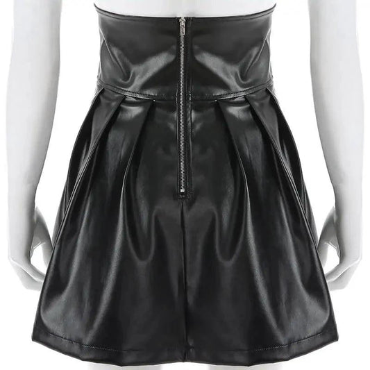 Mandotos Black Leather Lace-Up Skirt - MANDOTOS