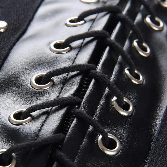 Mandotos Black Leather Lace-Up Skirt - MANDOTOS