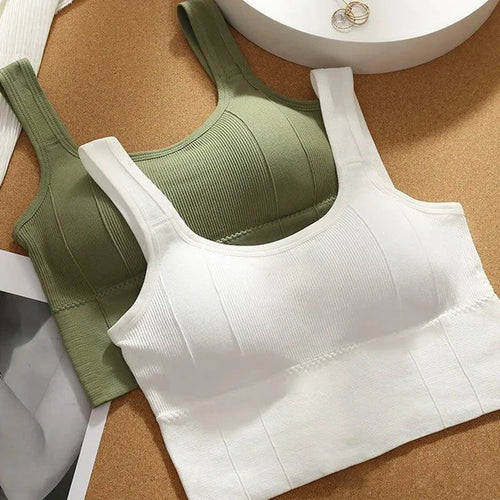 Mandotos Breathable Sports Bra Women Seamless Yoga Top Shockproof Crop Push Up Gym Workout - MANDOTOS