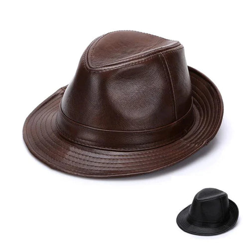 Mandotos Brown Leather Cap Premium Cowhide XL-XXXXL - MANDOTOS