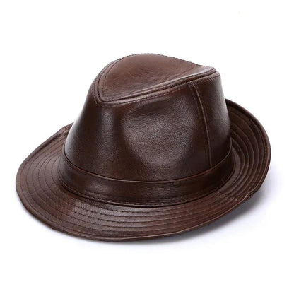 Mandotos Brown Leather Cap Premium Cowhide XL-XXXXL - MANDOTOS
