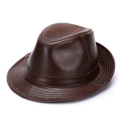 Mandotos Brown Leather Cap Premium Cowhide XL-XXXXL - MANDOTOS