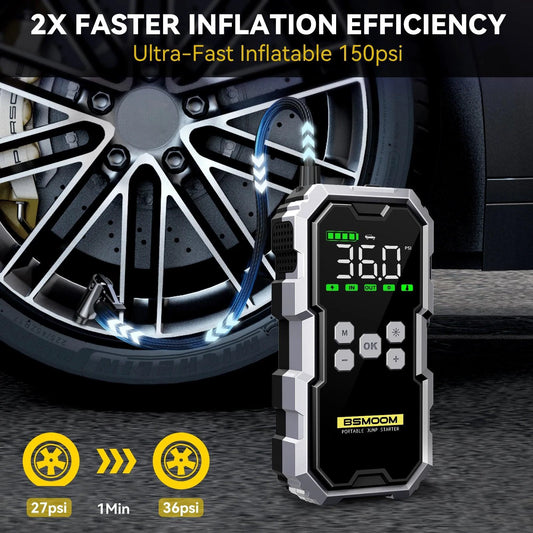 Car Jump Starter With Air Compressor LCD Screen 21800mAh Portable Booster Charger 6000A Powerful Car Battery Starting Devi - MANDOTOS