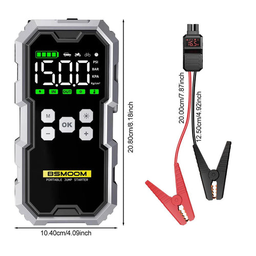 Car Jump Starter With Air Compressor LCD Screen 21800mAh Portable Booster Charger 6000A Powerful Car Battery Starting Devi - MANDOTOS