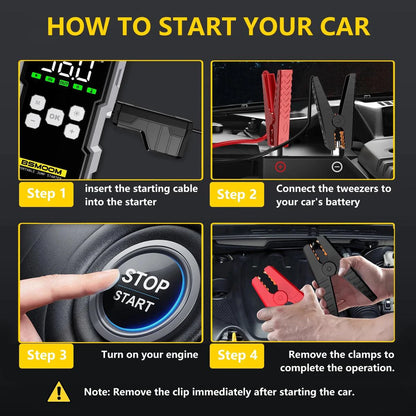 Car Jump Starter With Air Compressor LCD Screen 21800mAh Portable Booster Charger 6000A Powerful Car Battery Starting Devi - MANDOTOS