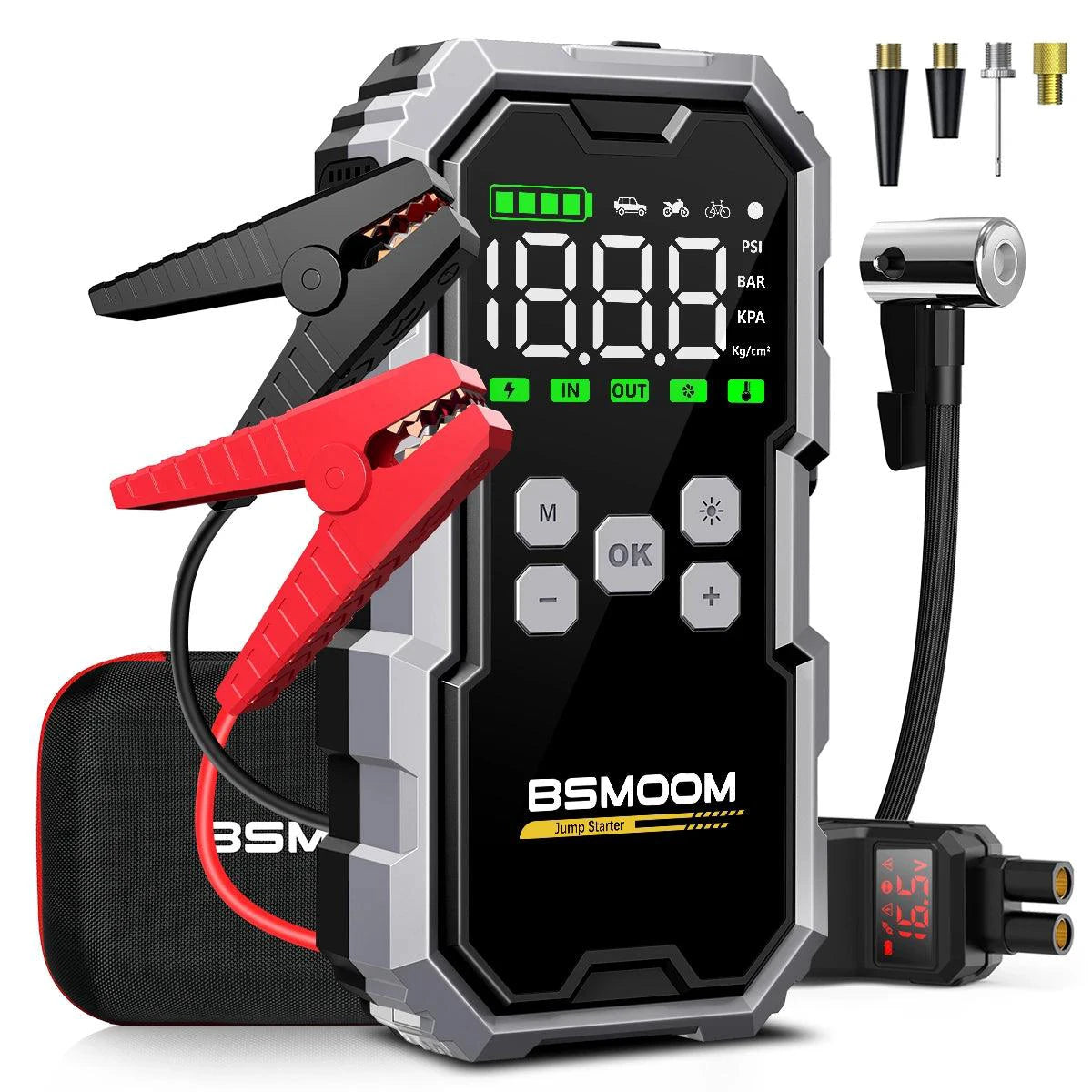 Car Jump Starter With Air Compressor LCD Screen 21800mAh Portable Booster Charger 6000A Powerful Car Battery Starting Devi - MANDOTOS