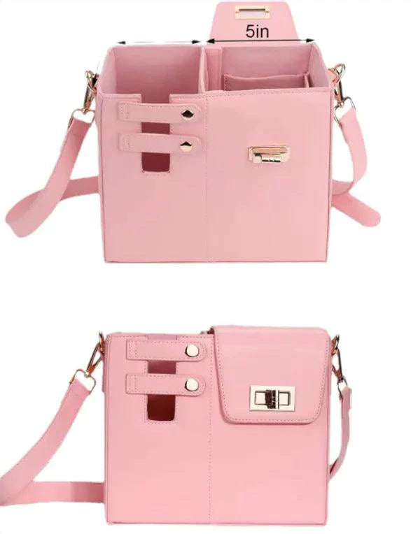 Mandotos CarryEasy Beverage Pouch PU Leather Portable Bottle Bag With Soft Lining And Open Pocket Pink - MANDOTOS