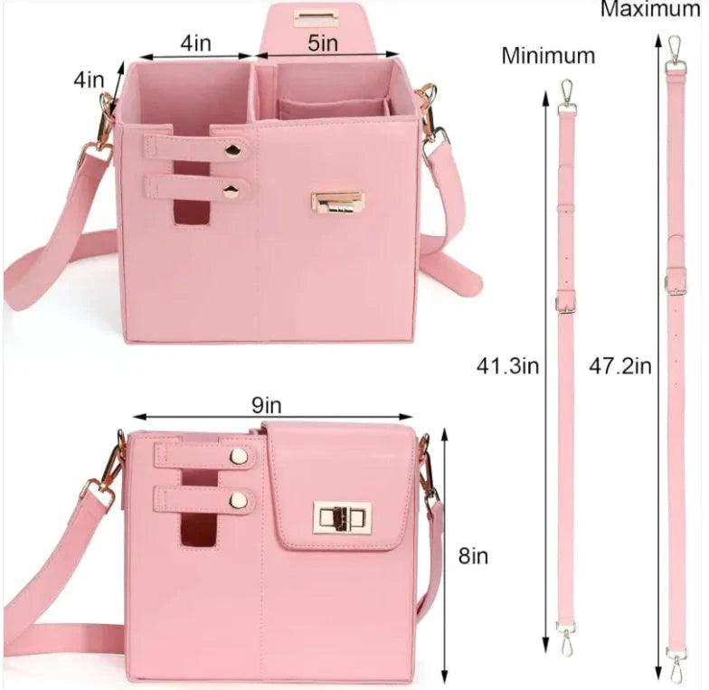 Mandotos CarryEasy Beverage Pouch PU Leather Portable Bottle Bag With Soft Lining And Open Pocket Pink - MANDOTOS