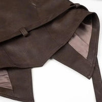 Mandotos casual long sleeve polyester coat in classic brown, loose fit women's outerwear with a relaxed style.