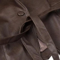 Mandotos casual long sleeve polyester coat in classic brown, loose fit women’s outerwear with a relaxed style.