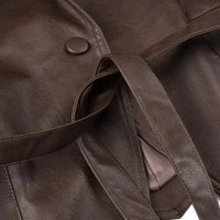 Mandotos casual long sleeve polyester coat in classic brown with a loose fit, women's outerwear, stylish and comfortable for everyday wear.