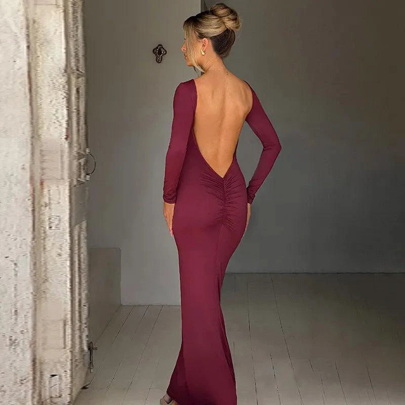 Mandotos Chic Backless Silk Dress Milk Silk - MANDOTOS