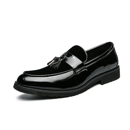 Mandotos College Inspired Leather Loafers For Men Blue Premium Handcrafted Dress Shoes - MANDOTOS