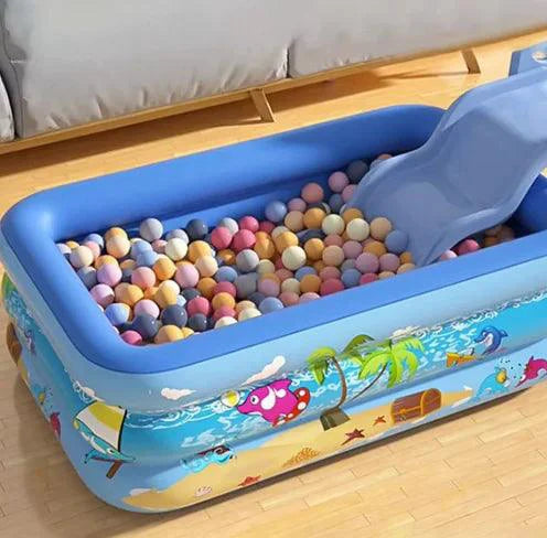 Mandotos Colorful Kids Inflatable Pool Durable PVC For Outdoor Backyard Summer Fun With Cartoon Graphics - MANDOTOS