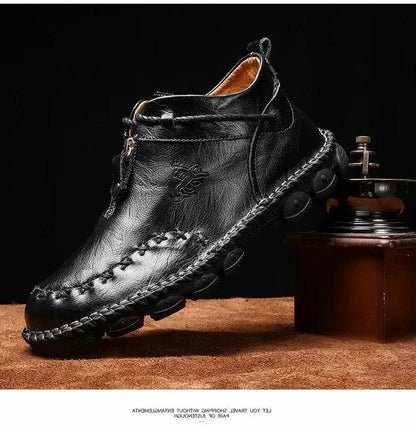 MANDOTOS Cowhide Leather Mens Boots Cushioned Insole Rugged Sole All Day Comfort Durable Construction - MANDOTOS