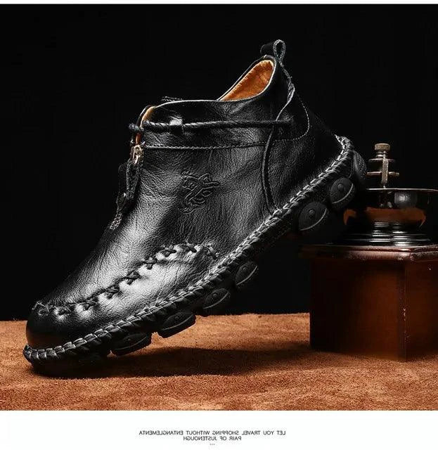 MANDOTOS Cowhide Leather Mens Boots Cushioned Insole Rugged Sole All Day Comfort Durable Construction - MANDOTOS