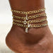 Mandotos Crystal A Z Letter Initial Anklets For Women Cuban Link Stainless Steel Beach Anklet - MANDOTOS