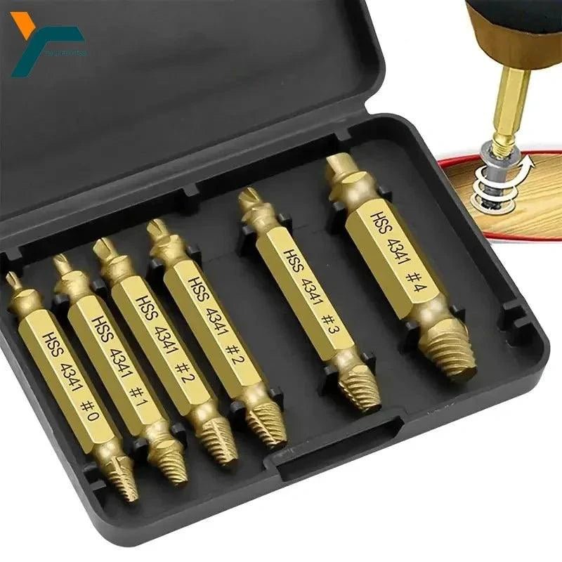 Mandotos Damaged Screw Extractor Set HSS Drill Bits 6 Piece Stripped Screws Remover - MANDOTOS