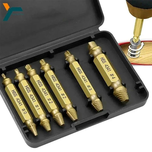 Mandotos damaged screw extractor set with 6 HSS drill bits for removing stripped or damaged screws and bolts.