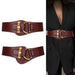 MANDOTOS Designer Women Waist Cummerbund Belt Burgundy Leather With Gold Buckle Wide Stretch - MANDOTOS