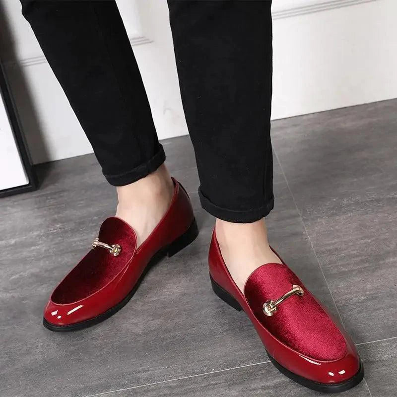 Mandotos Men's Classic Leather Loafers Navy Slip On Dress Shoes Premium Leather Construction - MANDOTOS