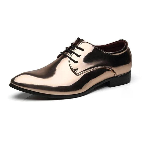 Mandotos Metallic Rose Gold Mens Dress Shoes Formal Office Footwear Classic Silhouette - MANDOTOS