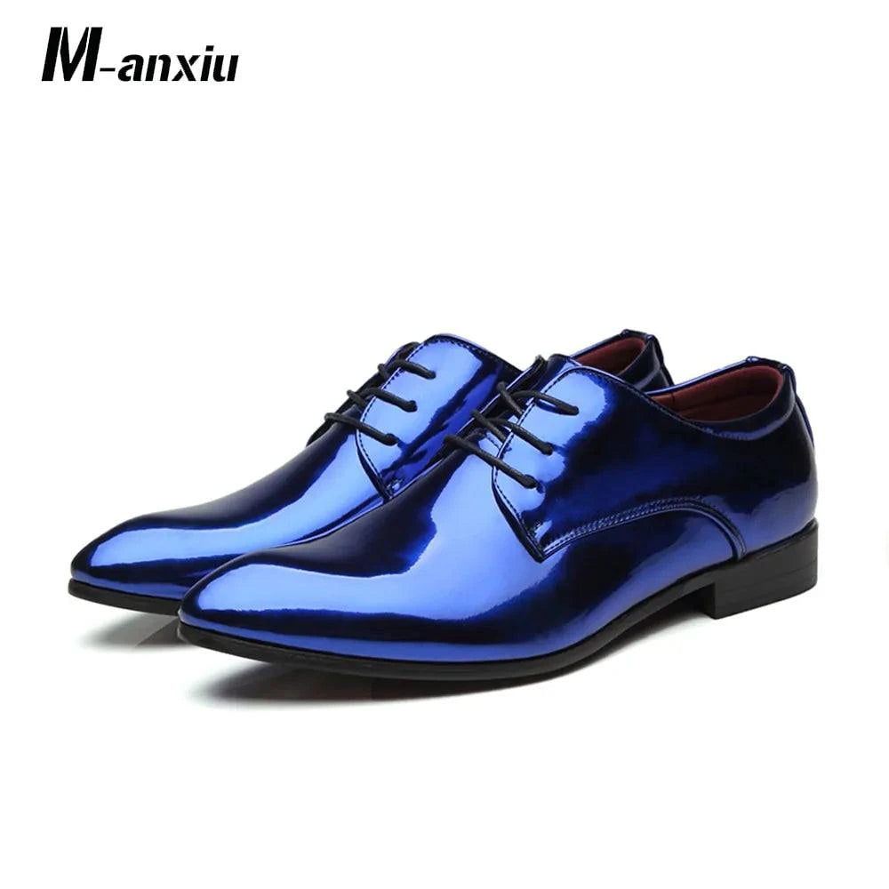 Mandotos Metallic Rose Gold Mens Dress Shoes Formal Office Footwear Classic Silhouette - MANDOTOS