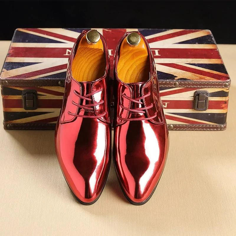 Mandotos Metallic Rose Gold Mens Dress Shoes Formal Office Footwear Classic Silhouette - MANDOTOS