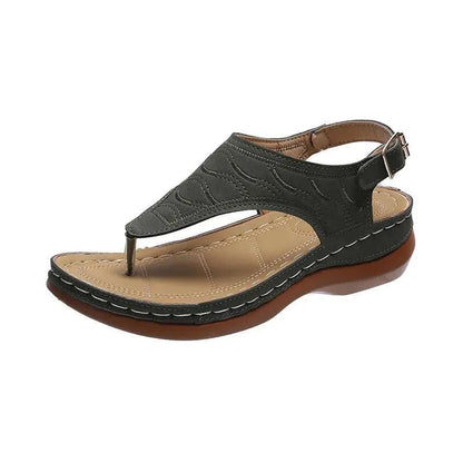 Mandotos Women's Wedge Heel Sandals Casual Flip Flops Solid Color Lightweight Comfort All Day - MANDOTOS