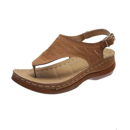 Mandotos Women's Wedge Heel Sandals Casual Flip Flops Solid Color Lightweight Comfort All Day - MANDOTOS