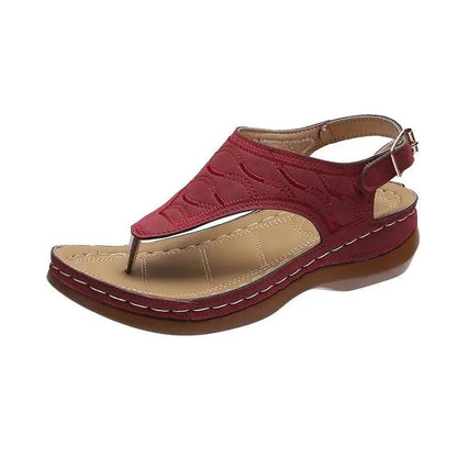 Mandotos Women's Wedge Heel Sandals Casual Flip Flops Solid Color Lightweight Comfort All Day - MANDOTOS