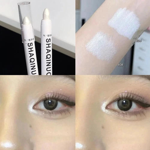 Matte Eyeshadow Stick White Eyeliner Shimmer Silver Highlighter Pen Cream Formula - MANDOTOS