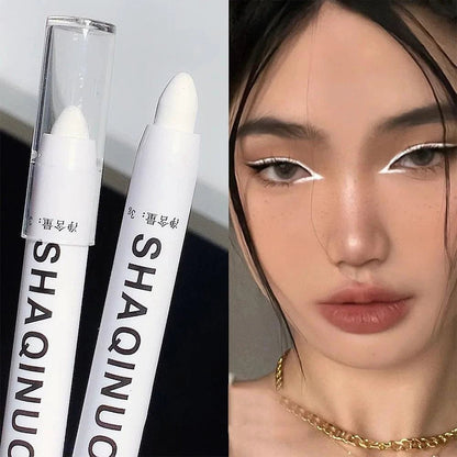 Matte Eyeshadow Stick White Eyeliner Shimmer Silver Highlighter Pen Cream Formula - MANDOTOS