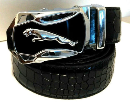 Men's Automatic Buckle Leather Belt - Leopard Sports Car Design - MANDOTOS