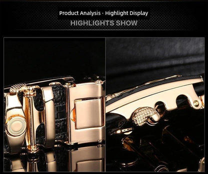 Men's Automatic Buckle Leather Belt - Leopard Sports Car Design - MANDOTOS