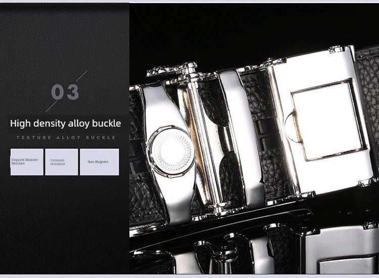 Men's Automatic Buckle Leather Belt - Leopard Sports Car Design - MANDOTOS