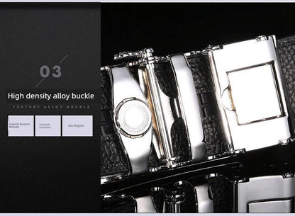 Men's Automatic Buckle Leather Belt - Leopard Sports Car Design - MANDOTOS