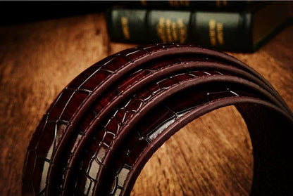 Men's Automatic Buckle Leather Belt - Leopard Sports Car Design - MANDOTOS