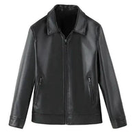 Men's autumn-winter leather sports jacket by MANDOTOS, featuring a stylish design with a front zipper and collar for a casual look.