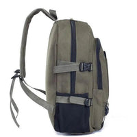 Mandotos men's canvas backpack with multiple compartments, ideal for students and casual use, featuring adjustable straps and durable design.