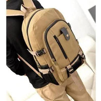 Mandotos men's canvas backpack for students, featuring multiple compartments and adjustable straps, ideal for daily use.