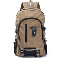 Men's Canvas Backpack by MANDOTOS, stylish and durable student bag with multiple compartments and adjustable straps.