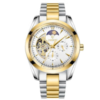 Men's business mechanical watch by MANDOTOS with a sleek stainless steel band and classic analog dial.