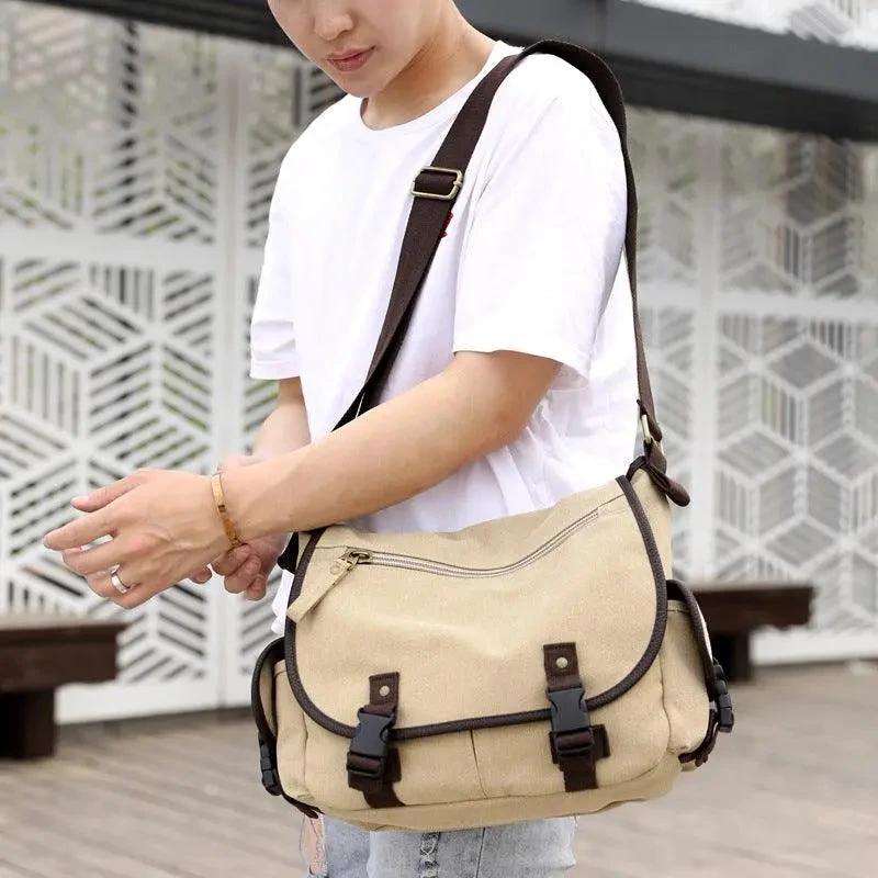 Men's Canvas Shoulder Bag - Multifunctional Messenger Bag - MANDOTOS