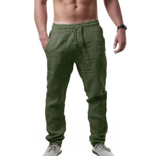 Men's Casual Cotton Linen Elastic Waist Pants with Streetwear Style - MANDOTOS INTERNATIONAL