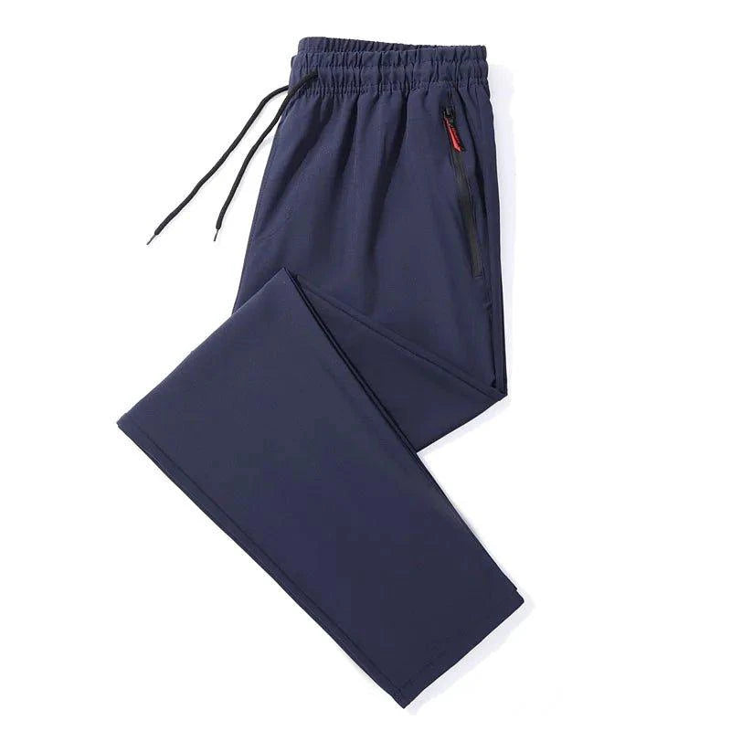 Men's Casual Pants Straight Slim Fit Elastic Waist Jogger Korean Classic Blue Black Gray Male Brand Trousers Plus Size - MANDOTOS