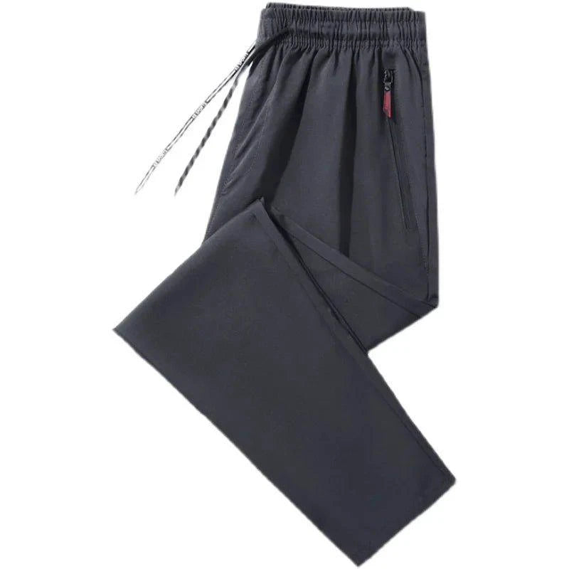 Men's Casual Pants Straight Slim Fit Elastic Waist Jogger Korean Classic Blue Black Gray Male Brand Trousers Plus Size - MANDOTOS