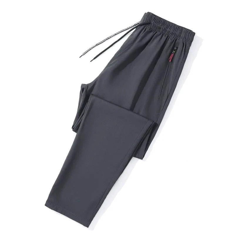 Men's Casual Pants Straight Slim Fit Elastic Waist Jogger Korean Classic Blue Black Gray Male Brand Trousers Plus Size - MANDOTOS