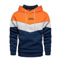 Men's casual sports panel hooded pullover sweatshirt by MANDOTOS, featuring a comfortable fit and sporty design.