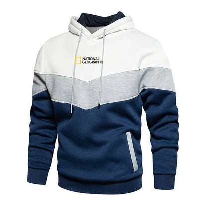 Men's Casual Sports Panel Hooded Pullover Sweatshirt - MANDOTOS